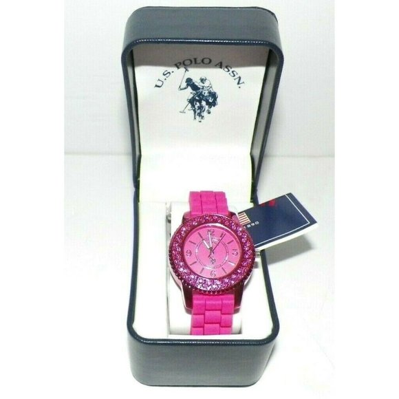 U.S. Polo Assn Women's Pink Pave Crystal Watch - Picture 9 of 9